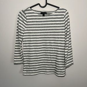 J. Crew Striped Grey White Boatneck Tee